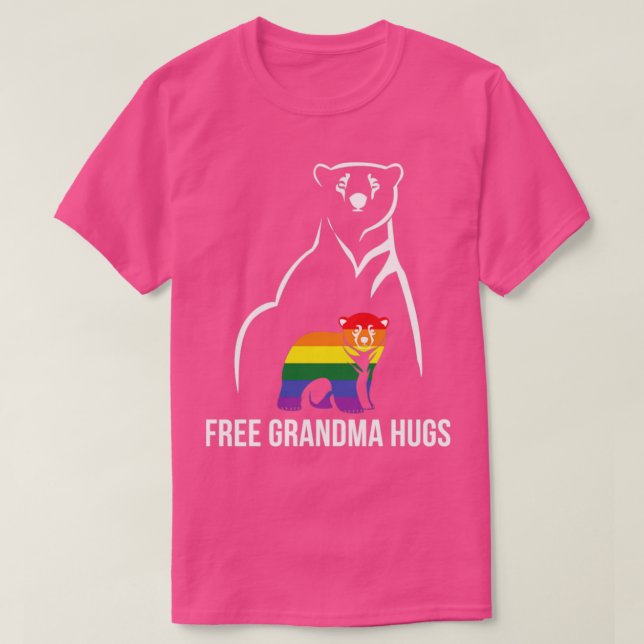 Free Grandma Hugs Gay pride HBT Rainbow Women Gra T Shirt (Design framsida)