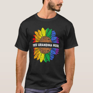 Free Grandma Hugs Lgbt Daisy Rainbow Flower Hippie T Shirt