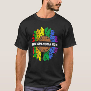 Free Grandma Hugs Lgbt Daisy Rainbow Flower Hippie T Shirt