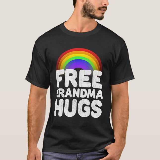 Free Grandma Hugs Pride Parad Lbgt Hugger T Shirt (Framsida)