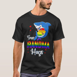 Free Grandma Hugs Rainbow Shark Lgbt Pride Gay Les T Shirt