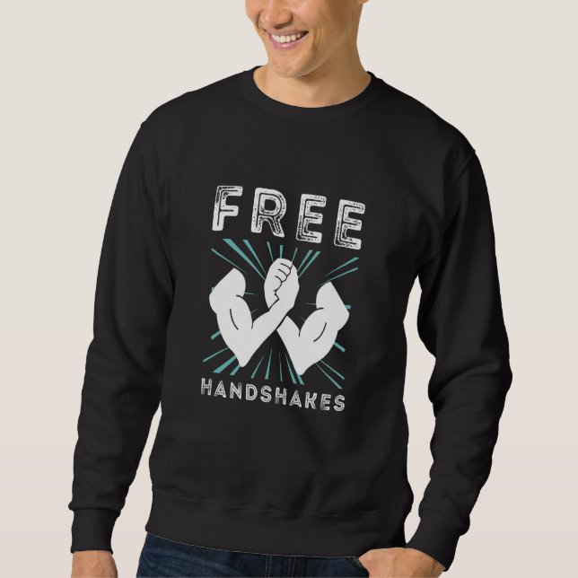 Free Handshake Arm Wrestler Armwrestling Sport Arm Lång Ärmad Tröja (Framsida)