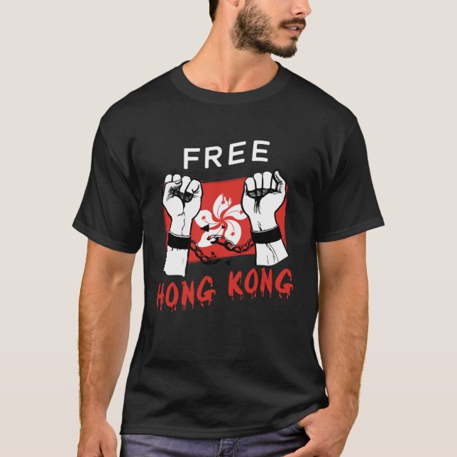 Free Hong Kong Resist Tyranny Freedom Fighter Supp T Shirt (Framsida)