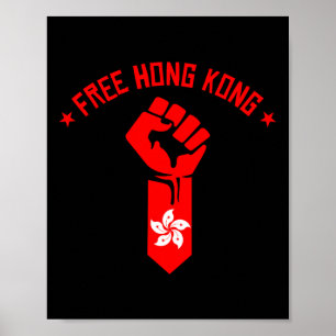 Free Hong Kong - Resistent Fist with Hong Kong Fla Poster