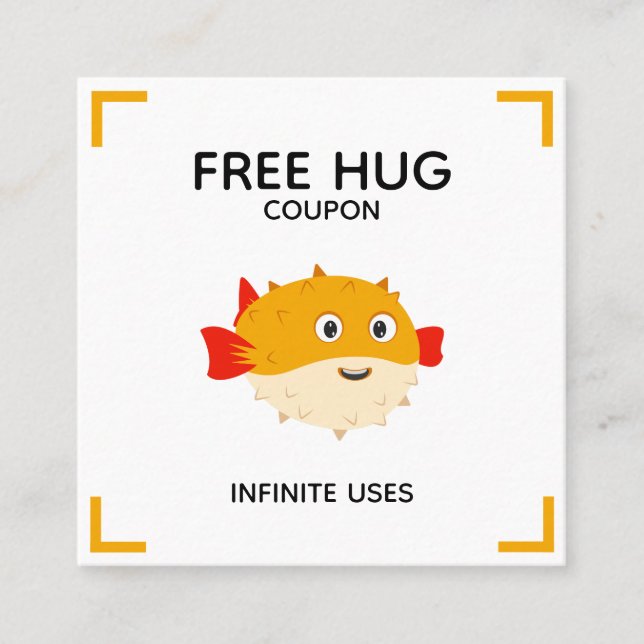 Free hug coupon with Puffy the pufferfish Rabattkort (Framsida)