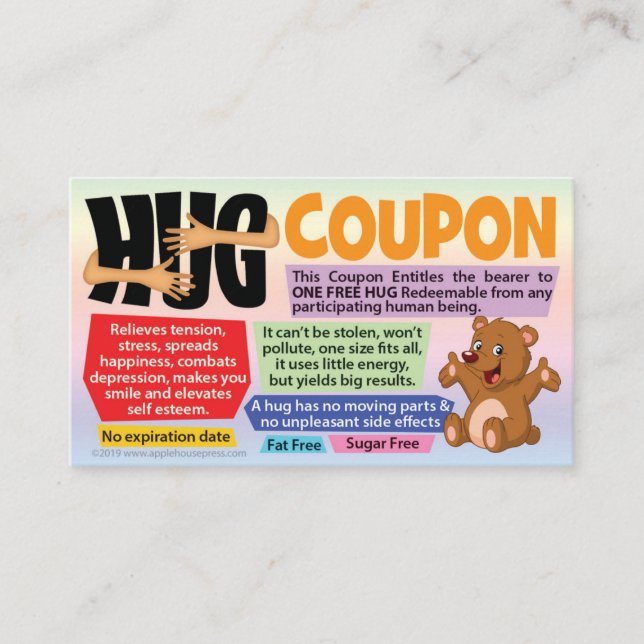 Free Hug Coupons - Gift for Wife, Husband, Kids (Framsida)