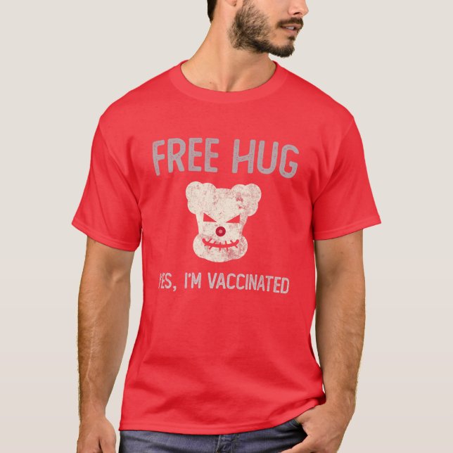 FREE HUG Ja, jag är vaccinerad Evil Killer Clow T Shirt (Framsida)