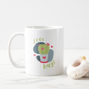 Free Hugs and Hearts Cactus Kaffemugg