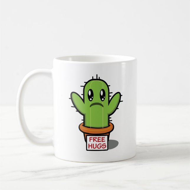 Free Hugs Cactus Coffee Mugg - Funny Succulent Kär (Vänster)