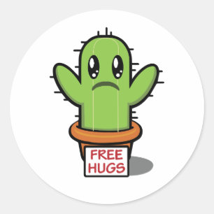 Free Hugs - Cactus Funny Humor Runt Klistermärke