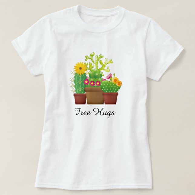 Free Hugs Cactus Garden Women's White T-Shirt (Design framsida)