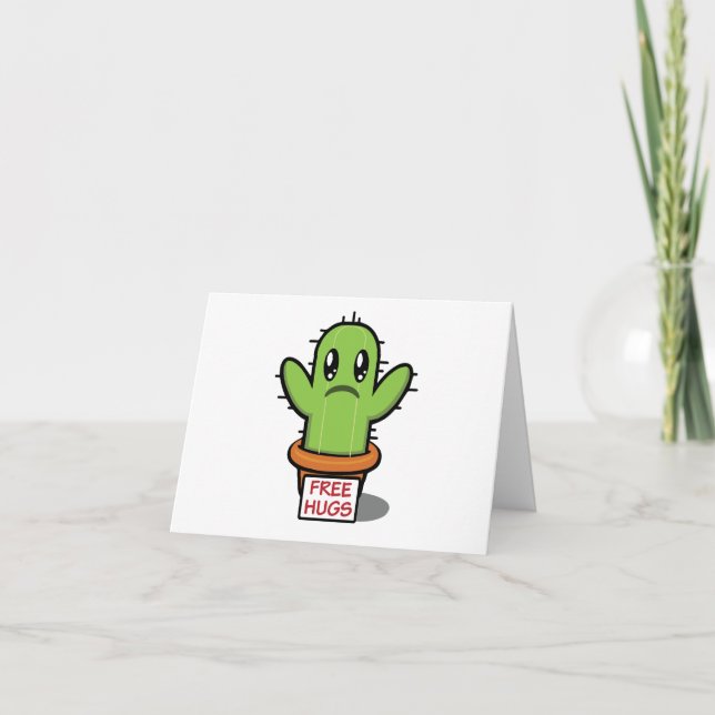 Free Hugs - Cactus Humor Funny BLANK Card Kort (Framsida)