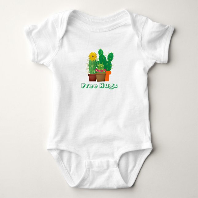 Free Hugs Cactus Mönster Baby Bodykostym T Shirt (Framsida)
