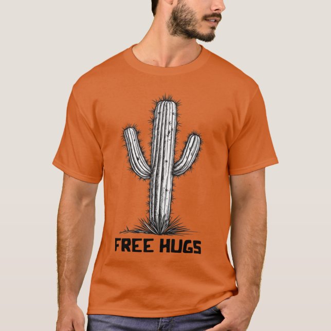 Free Hugs Cactus T Shirt (Framsida)