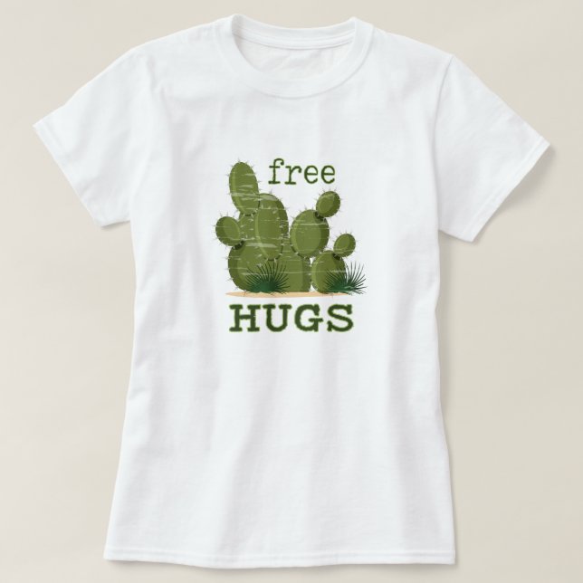 Free Hugs Cactus T Shirt (Design framsida)