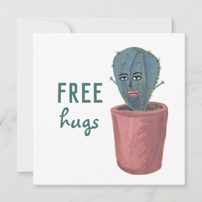 FREE HUGS CRAZY CACTUS DAM lustigt kort (Framsida)