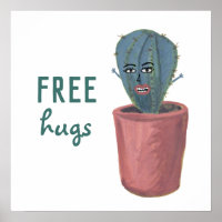 FREE HUGS CRAZY CACTUS DAM lustigt