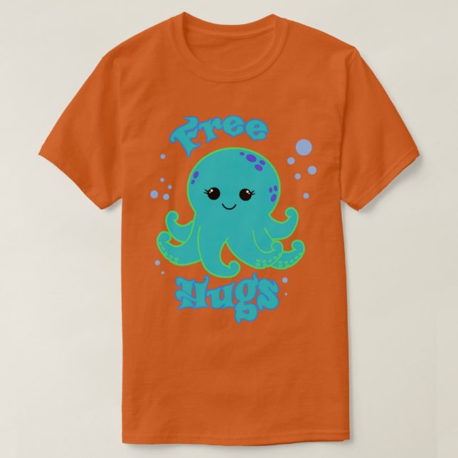 Free Hugs Cute Octopus T Shirt (Design framsida)