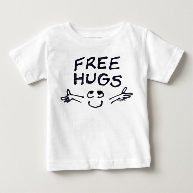 Free Hugs Cute Tecknad Småbarn T Shirt (Framsida)