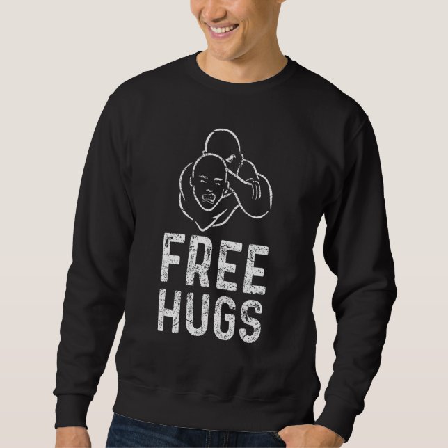 Free Hugs Funny Brazilian Jiu-Jitsu MMA BJJ Lång Ärmad Tröja (Framsida)