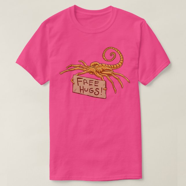 Free Hugs Funny Facehugger Aliens  T Shirt (Design framsida)