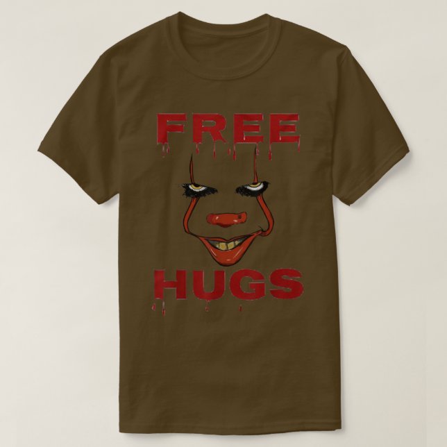 Free Hugs Halloween Evil Killer Scary Clown Horror T Shirt (Design framsida)
