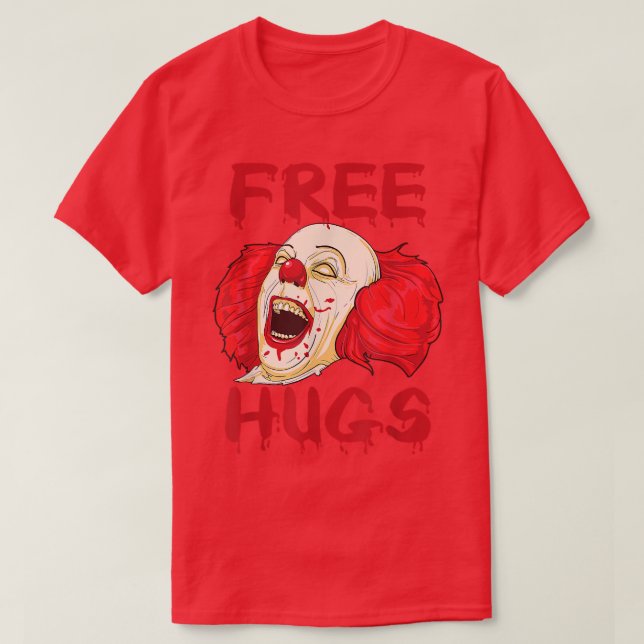 Free Hugs Halloween Evil Killer Scary Clown Horror T Shirt (Design framsida)