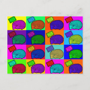 Free Hugs Hedgehog Colorful Pop Art Popart Vykort