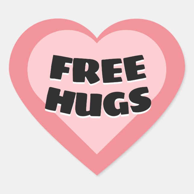 Free Hugs Hjärtformat Klistermärke (Framsida)