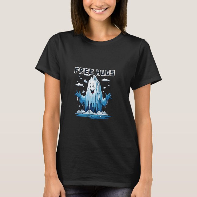 Free Hugs Iceberg Tecknad Smile T Shirt (Framsida)