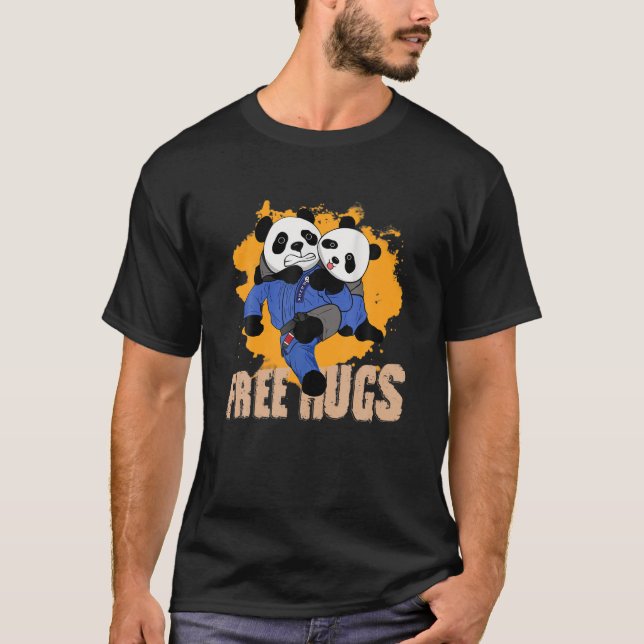 Free Hugs Panda Brazilian BJJ Jiu-Jitsu T Shirt (Framsida)