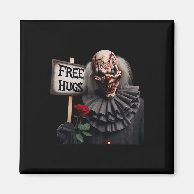 Free Hugs Scary Clown Valentine Halloween Horror 1 Magnet (Framsidan)