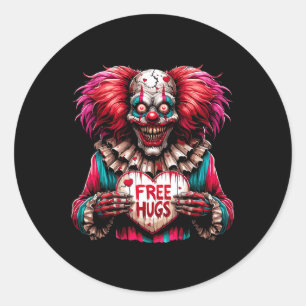 Free Hugs Scary Clown Valentine Halloween Horror Runt Klistermärke
