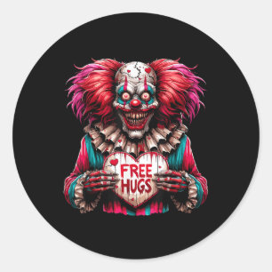Free Hugs Scary Clown Valentine Halloween Horror Runt Klistermärke