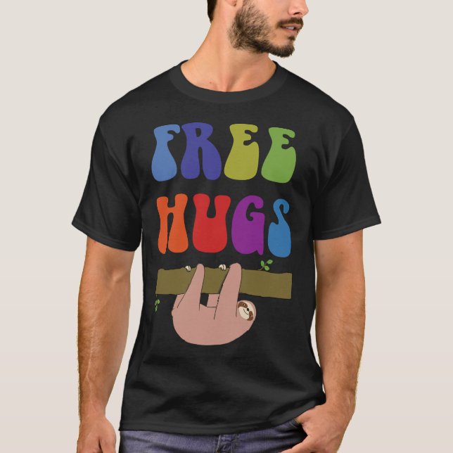 Free Hugs Sloth T Shirt (Framsida)