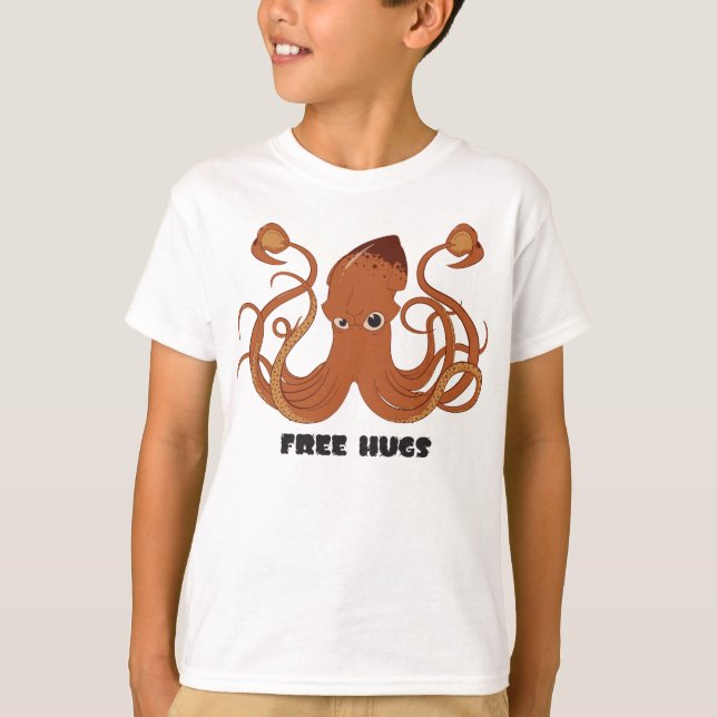 Free Hugs Squid Barn Sweatshirt T Shirt (Framsida)