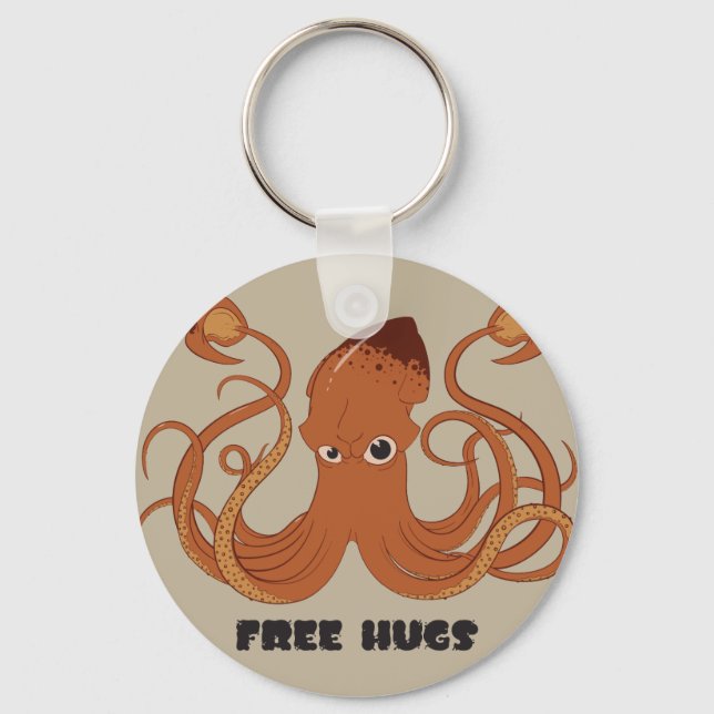 Free Hugs Squid Keychain Nyckelring (Framsida)