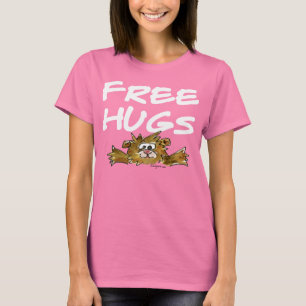 Free Hugs Tecknad Hamster White Text T Shirt