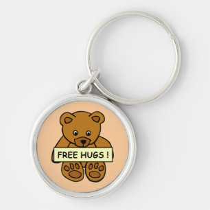 Free Hugs Teddy nyckelrings Rund Silverfärgad Nyckelring