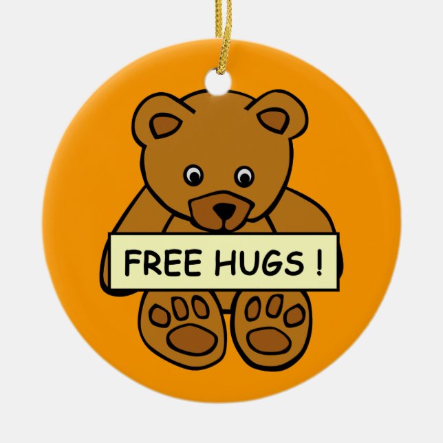 Free Hugs Teddy-prydnadsämne Julgransprydnad Keramik (Framsidan)