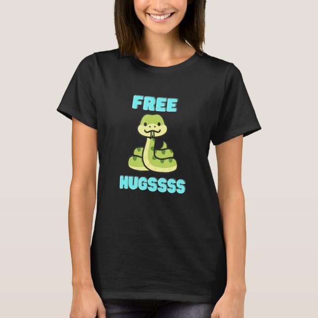 Free Hugssss Cute Snake Facehugger T Shirt (Framsida)