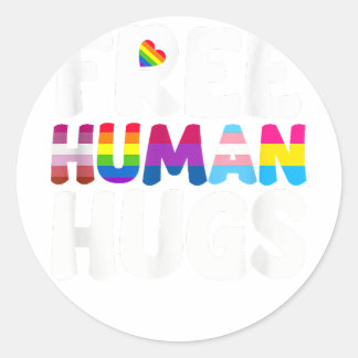 Free Human Hugs LGBT Pride Månad Runt Klistermärke