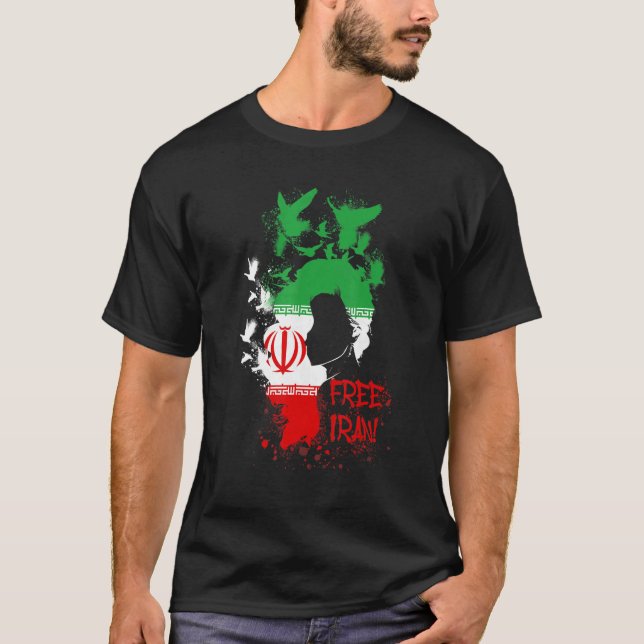Free Iran, free the Iran, pigeons, hair, liberatio T Shirt (Framsida)