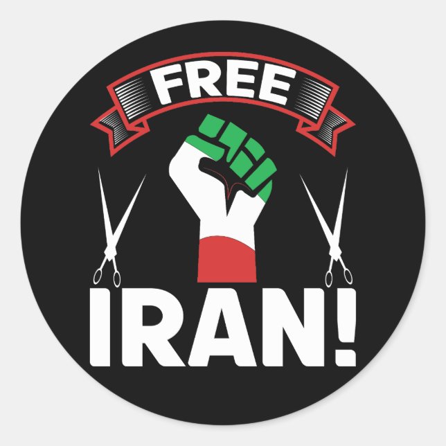 Free Iran Runt Klistermärke (Framsida)