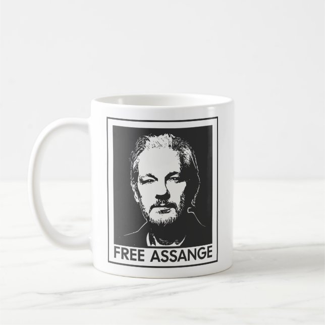 Free Julian Assange wikileaks Kaffemugg (Vänster)