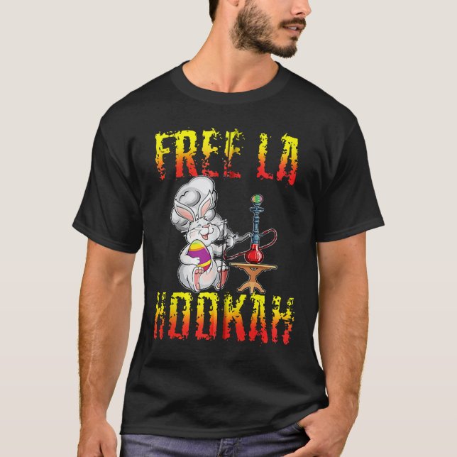 Free La Hookah Påskhare Shisha Smoking Party G T Shirt (Framsida)