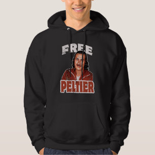 FREE LEONARD PELTIER porträtt-fängelseledning Hoodie
