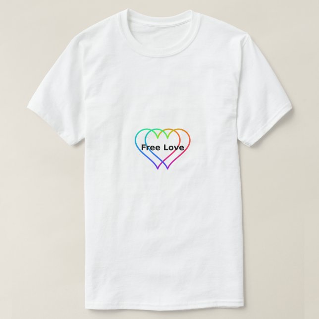 Free Love Rainbow Hearts Outline T-Shirt  (Design framsida)