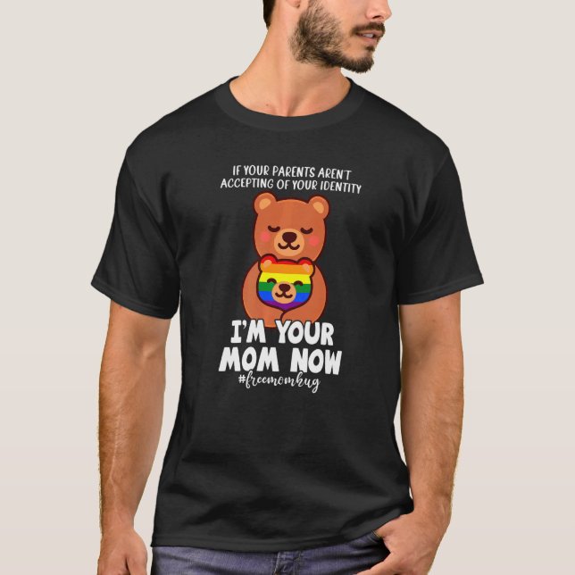 Free Mamma Hug Bear Jag är din Mamma Lgbtq Gay pri T Shirt (Framsida)