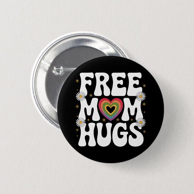 Free Mamma Hug Transgender Lesbisk Gay LGBT Pride Knapp (Framsida & baksida)